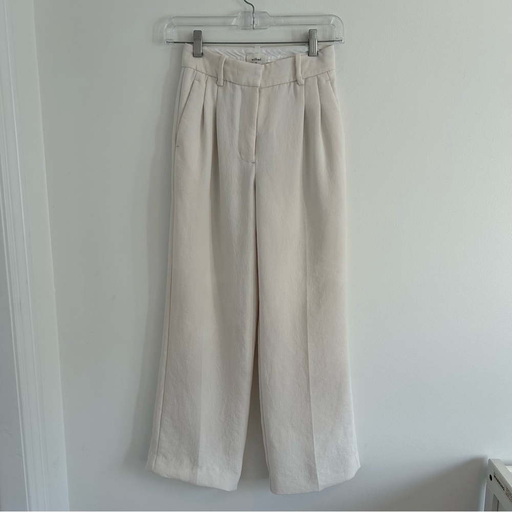 (SOLD) WILFRED x ARITZIA Effortless Pants Cropped Size 00 Light Birch - Picture 1 of 12